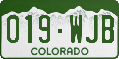 CO license plate 019WJB