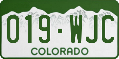 CO license plate 019WJC