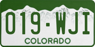CO license plate 019WJI