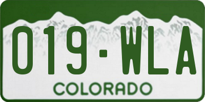 CO license plate 019WLA