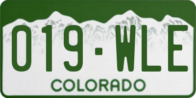 CO license plate 019WLE