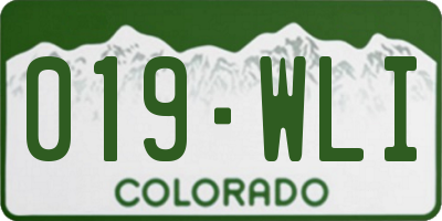 CO license plate 019WLI