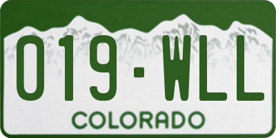 CO license plate 019WLL