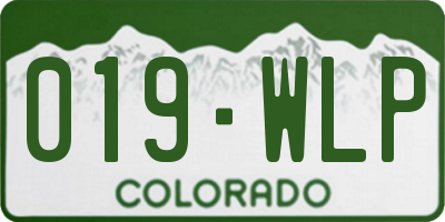 CO license plate 019WLP
