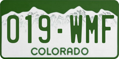 CO license plate 019WMF