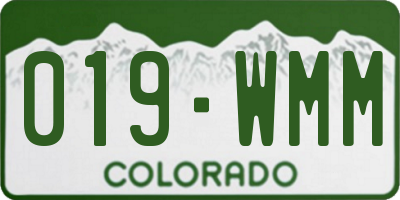 CO license plate 019WMM