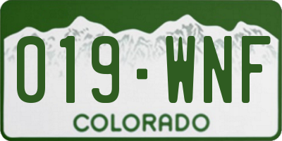 CO license plate 019WNF