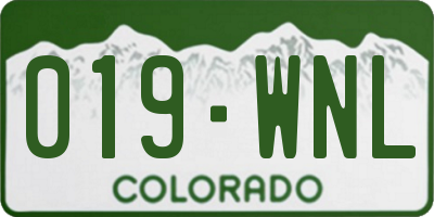 CO license plate 019WNL