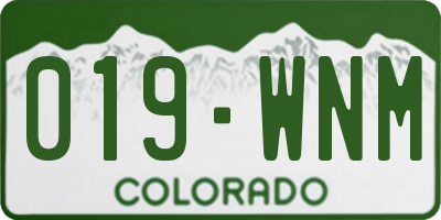 CO license plate 019WNM