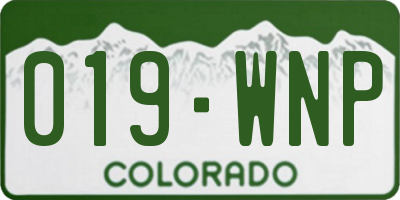 CO license plate 019WNP