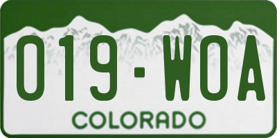 CO license plate 019WOA