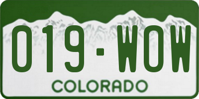 CO license plate 019WOW