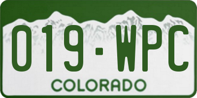 CO license plate 019WPC