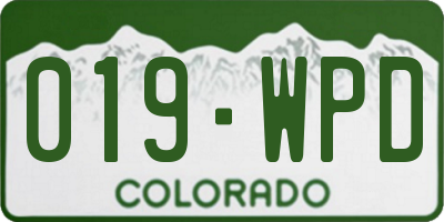 CO license plate 019WPD