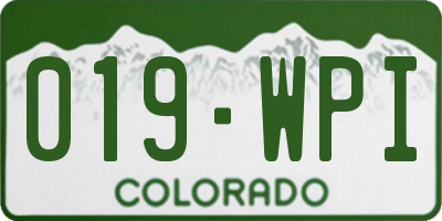 CO license plate 019WPI