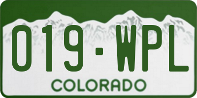 CO license plate 019WPL