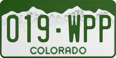 CO license plate 019WPP