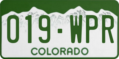 CO license plate 019WPR