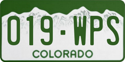 CO license plate 019WPS