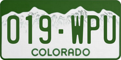 CO license plate 019WPU