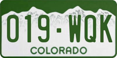CO license plate 019WQK