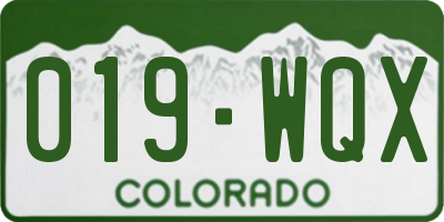 CO license plate 019WQX