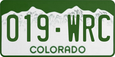 CO license plate 019WRC