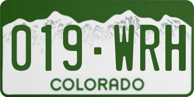 CO license plate 019WRH