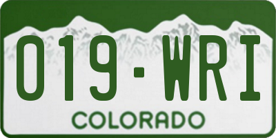 CO license plate 019WRI
