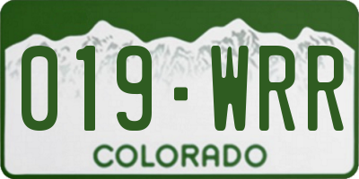 CO license plate 019WRR