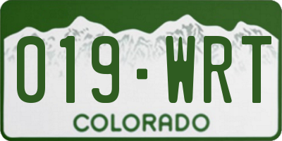 CO license plate 019WRT