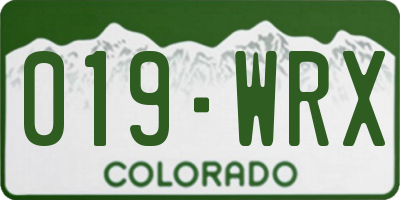 CO license plate 019WRX