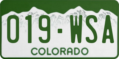 CO license plate 019WSA