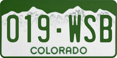 CO license plate 019WSB