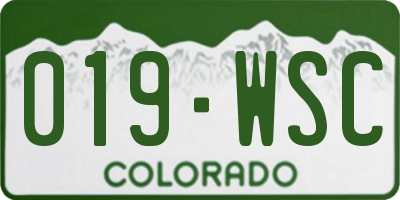 CO license plate 019WSC