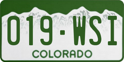 CO license plate 019WSI