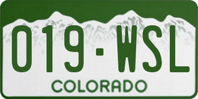 CO license plate 019WSL