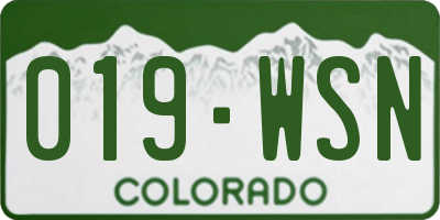 CO license plate 019WSN