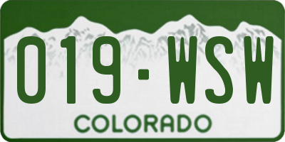 CO license plate 019WSW
