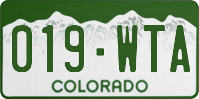 CO license plate 019WTA