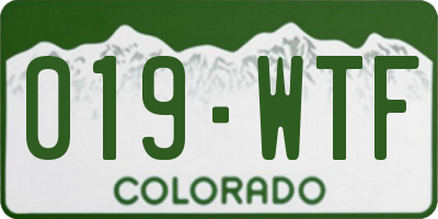 CO license plate 019WTF