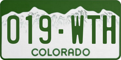 CO license plate 019WTH