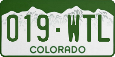 CO license plate 019WTL