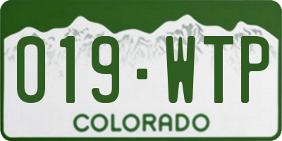 CO license plate 019WTP