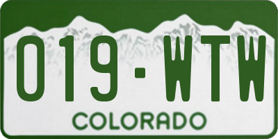 CO license plate 019WTW