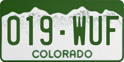 CO license plate 019WUF