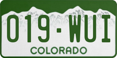 CO license plate 019WUI