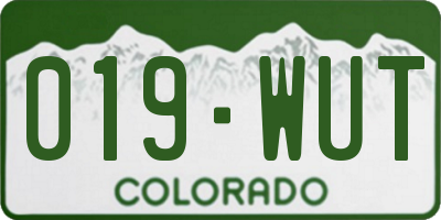 CO license plate 019WUT