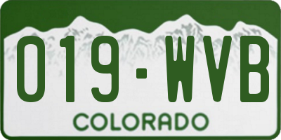 CO license plate 019WVB