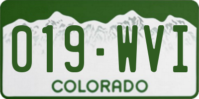 CO license plate 019WVI